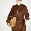 Mini-Hemdkleid aus vollnarbigem Lammwildleder mit Gürtel und Plastron
