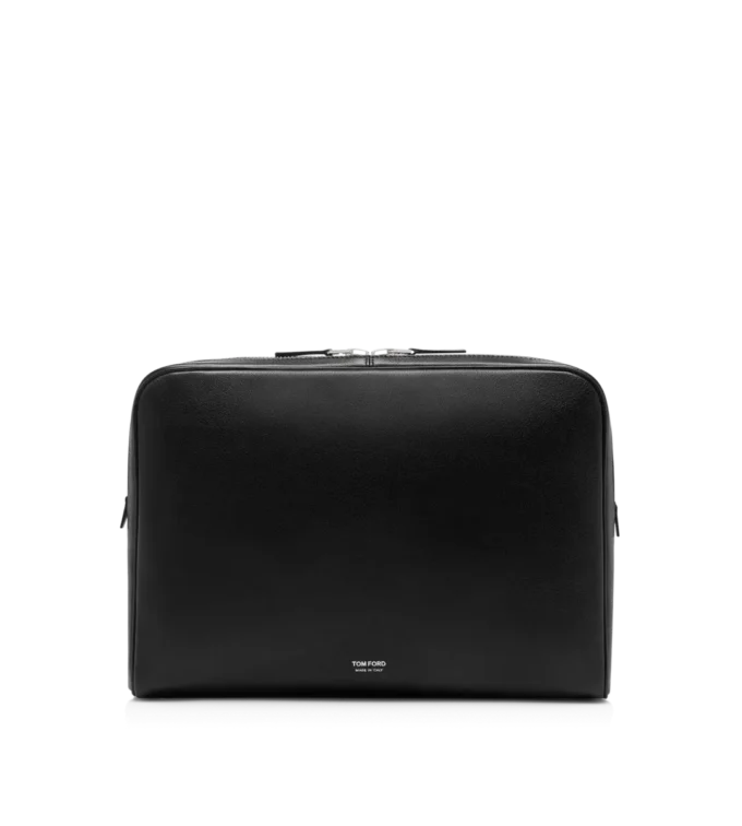 Minimalistische Laptoptasche aus genarbtem Leder