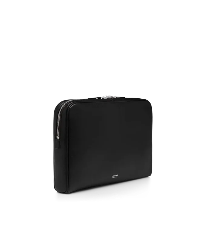 Minimalistische Laptoptasche aus genarbtem Leder