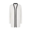 Mittellanger offener Cardigan aus Merino-Piqué mit Satinbesatz Mittellanger offener Cardigan aus Merino-Piqué mit Satinbesatz