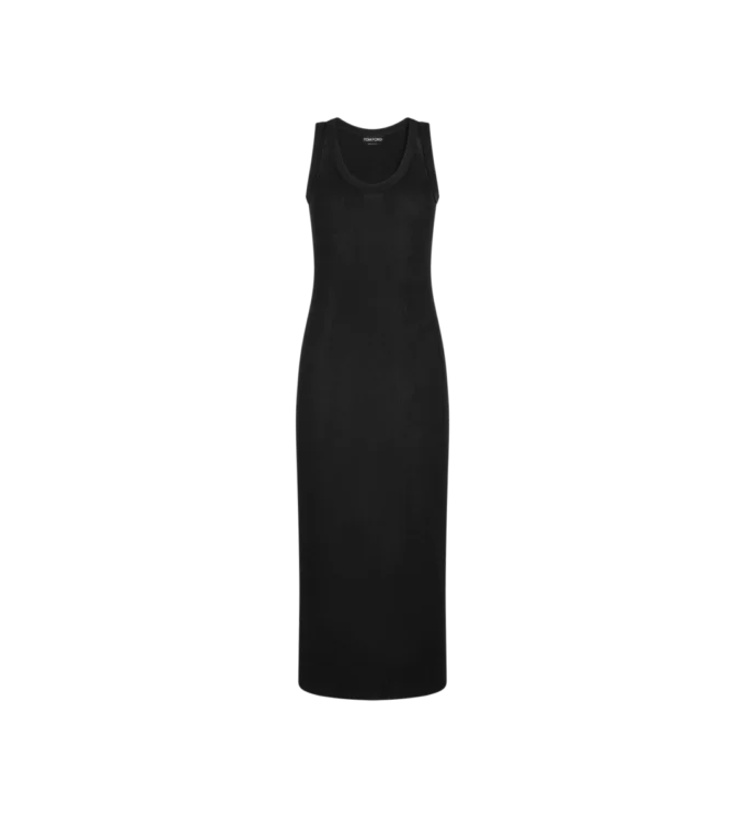 Mittellanges Tanktop-Kleid mit Mikro-Paillettenverzierung Mittellanges Tanktop-Kleid mit Mikro-Paillettenverzierung