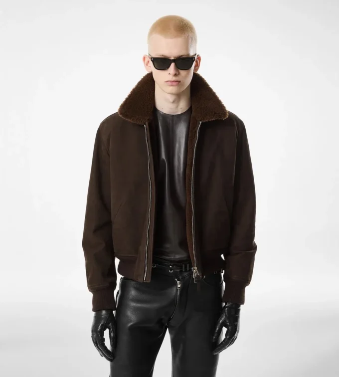 Nubuck-Lammfell-Fliegerjacke Nubuck-Lammfell-Fliegerjacke