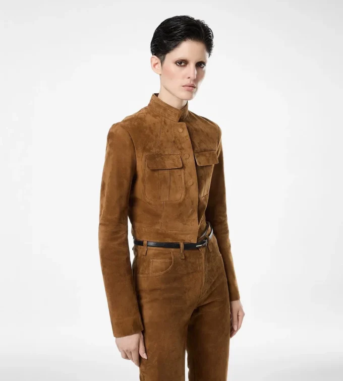 Officer-Jacke aus vollnarbigem Lammwildleder