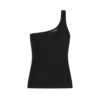 One-Shoulder-Oberteil aus Seidenmischung mit Rippstrick