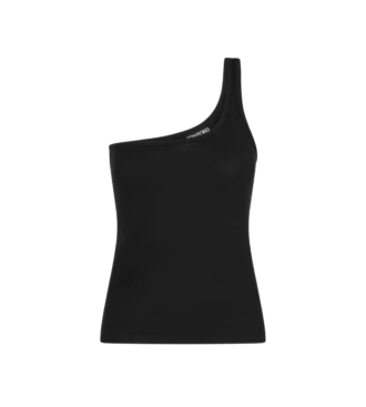 One-Shoulder-Oberteil aus Seidenmischung mit Rippstrick