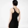 One-Shoulder-Oberteil aus Seidenmischung mit Rippstrick