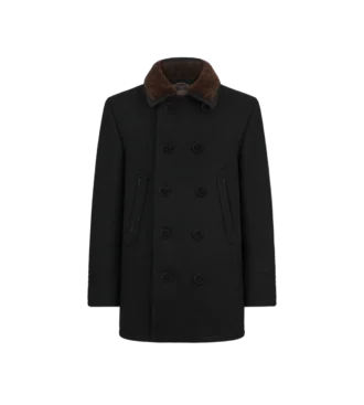 Peacoat aus Melton-Wolle und Lammfell