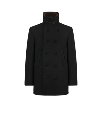 Peacoat aus Melton-Wolle und Lammfell