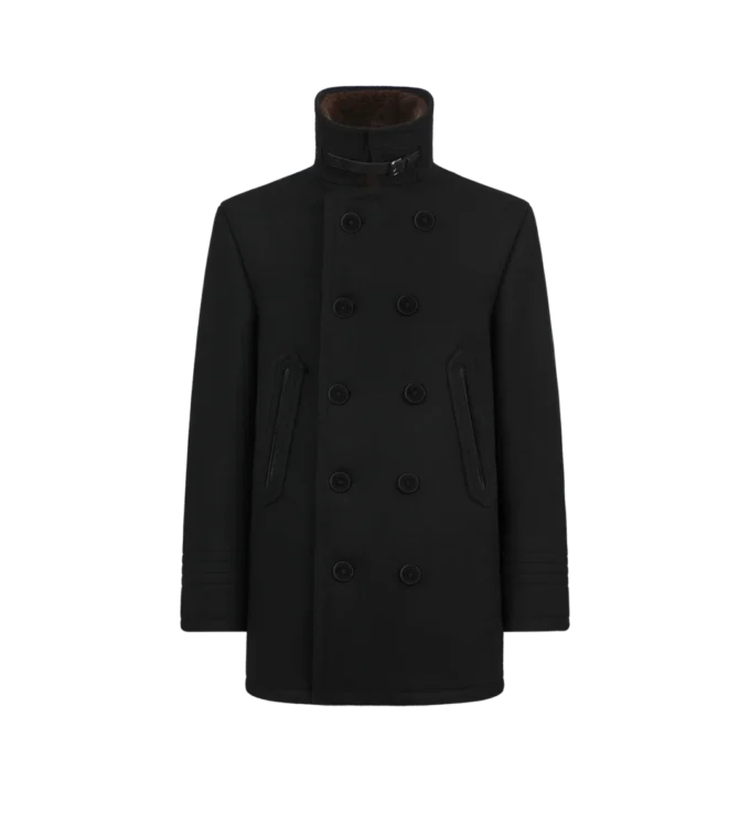 Peacoat aus Melton-Wolle und Lammfell