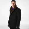 Peacoat aus Melton-Wolle und Lammfell