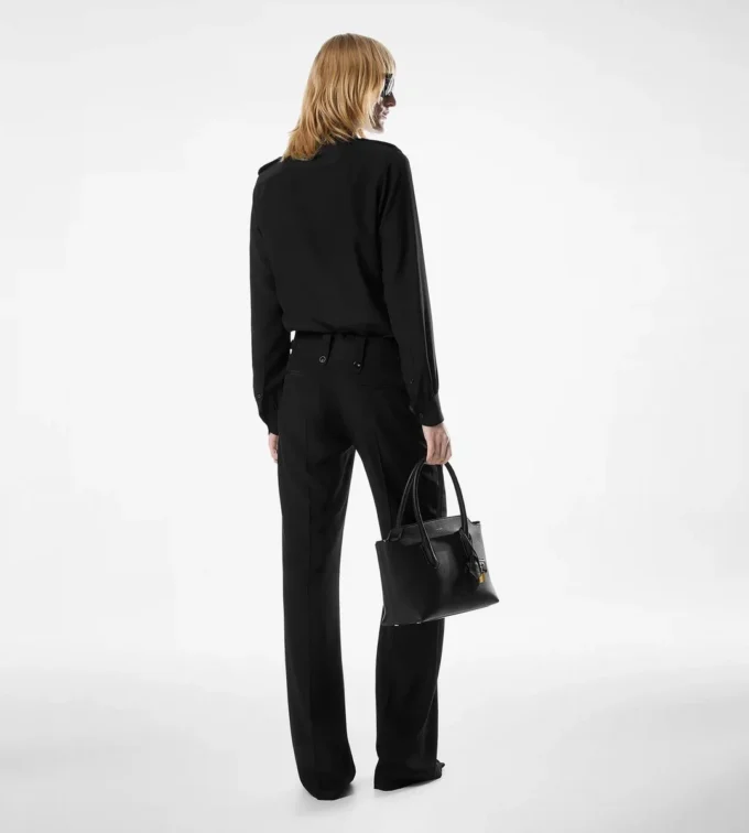 Plissierte Seidenhose mit weitem Bein Plissierte Seidenhose mit weitem Bein