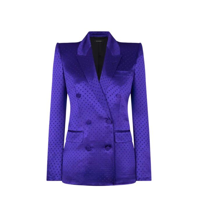 Polka Dot Jacquard Double Breasted Peak Lapel Jacket Polka Dot Jacquard Double Breasted Peak Lapel Jacket