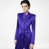 Polka Dot Jacquard Double Breasted Peak Lapel Jacket Polka Dot Jacquard Double Breasted Peak Lapel Jacket