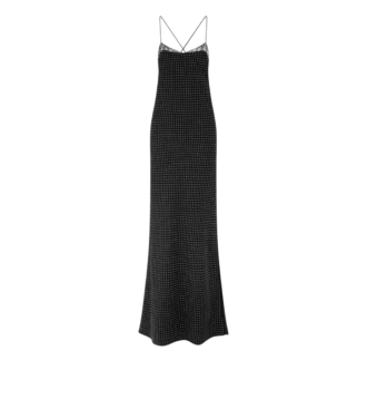 Polka Dot Seidenkrepp-Camisole-Abendkleid mit Spitzendetails