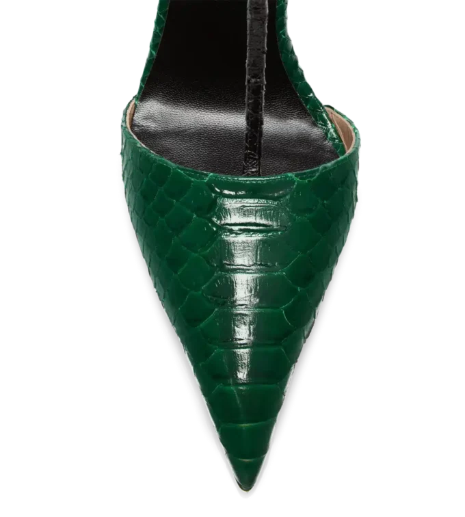 Pumps mit T-Riemen aus bedrucktem Pythonleder Pumps mit T-Riemen aus bedrucktem Pythonleder