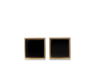 Quadratische Manschettenknöpfe aus Gold und Onyx Quadratische Manschettenknöpfe aus Gold und Onyx