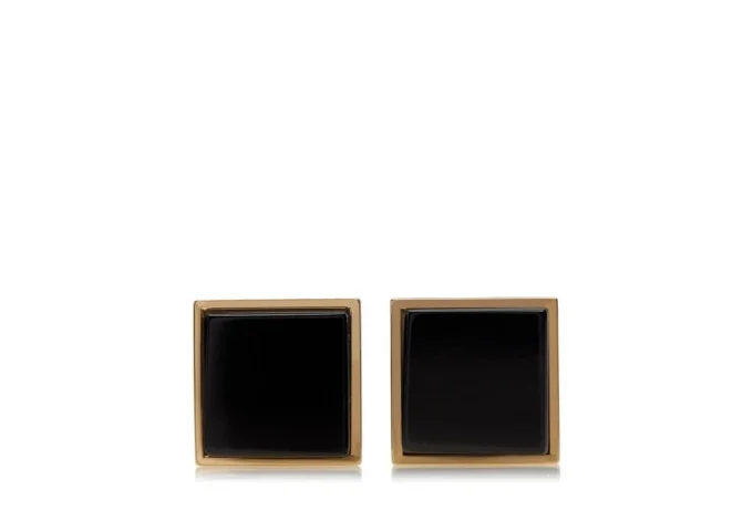Quadratische Manschettenknöpfe aus Gold und Onyx