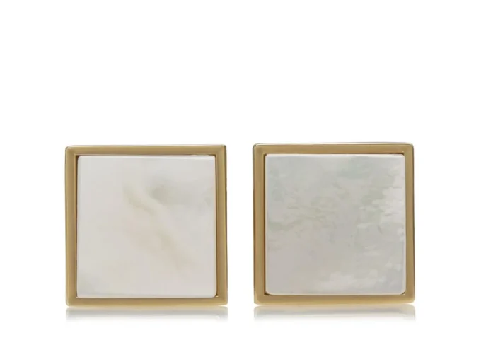 Quadratische Manschettenknöpfe in Gold und Perlmutt