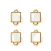 Quadratische Ohrstecker aus Gold und Perlen