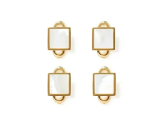 Quadratische Ohrstecker aus Gold und Perlen