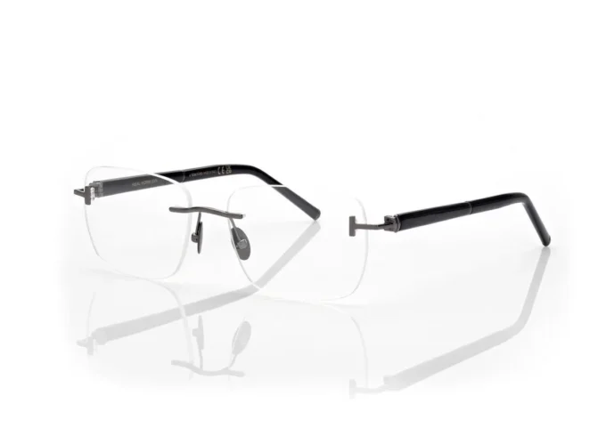 Rechteckige Brille aus Horn und Titan Rechteckige Brille aus Horn und Titan