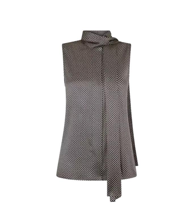 Ärmellose Lavalliere-Seidenbluse Ärmellose Lavalliere-Seidenbluse