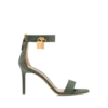 Sandale mit Padlock-Verschluss aus Wildleder mit Eidechsenoptik Sandale mit Padlock-Verschluss aus Wildleder mit Eidechsenoptik