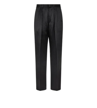 Satin-Jacquardhose mit Polka-Dots und doppelten Falten