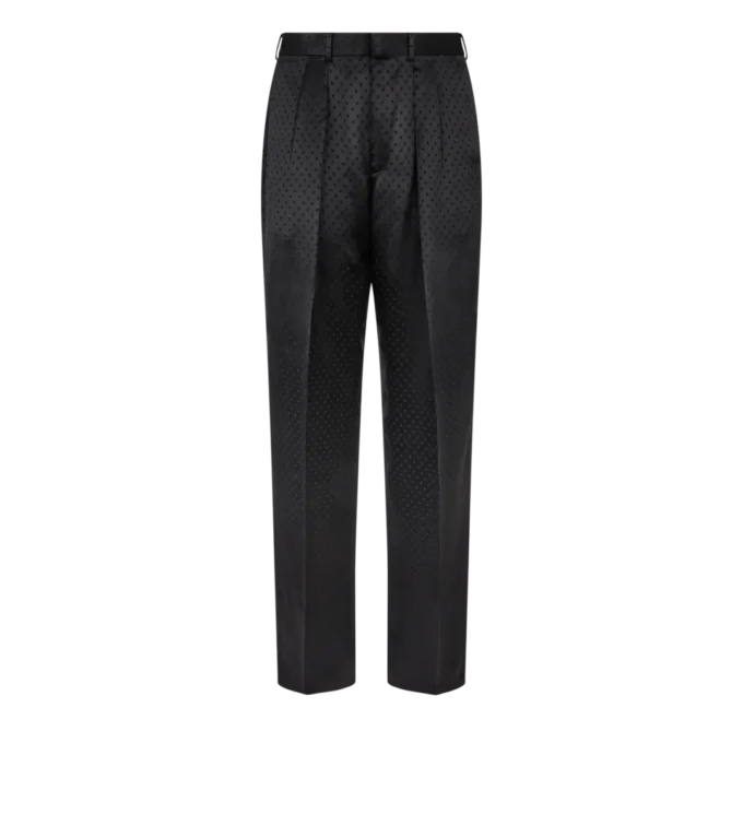 Satin-Jacquardhose mit Polka-Dots und doppelten Falten