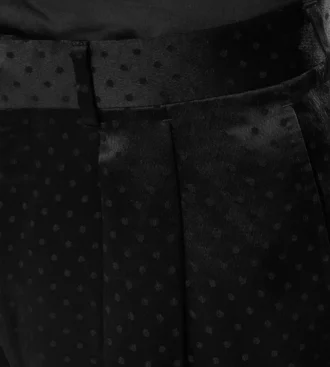 Satin-Jacquardhose mit Polka-Dots und doppelten Falten