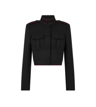 Schicke Offiziersjacke aus Wollgabardine mit Paspelierung