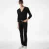 Schwarze Stretch-Jeans mit gerader Passform