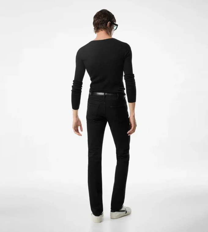 Schwarze Stretch-Jeans mit gerader Passform