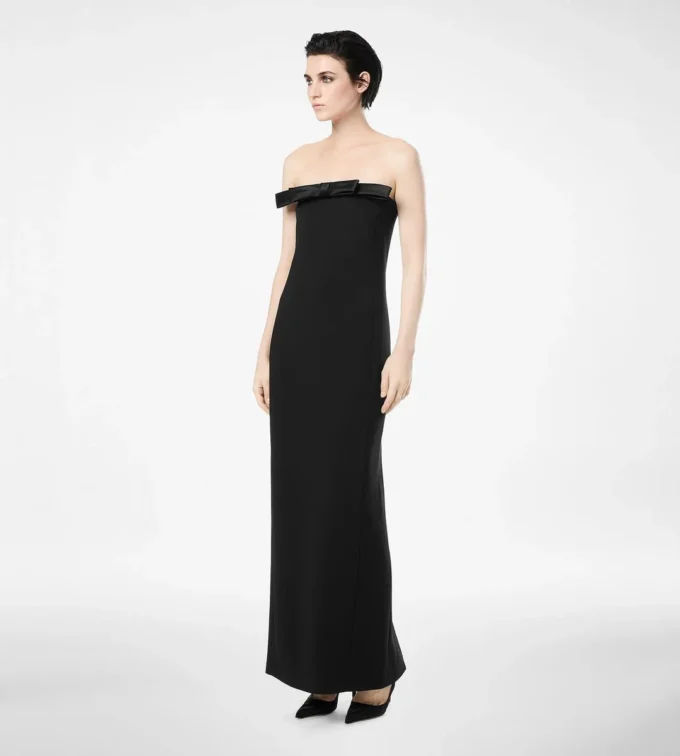 Schweres Cocktailkleid aus Crêpe Envers-Satin mit Schleifendetail Schweres Cocktailkleid aus Crêpe Envers-Satin mit Schleifendetail