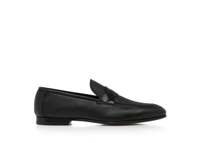 Sean Twisted Band Loafer aus genarbtem Leder