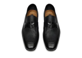 Sean Twisted Band Loafer aus genarbtem Leder