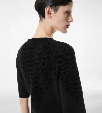 Seiden-Chenille-Kleid mit Python-Prägung und Rundhalsausschnitt Seiden-Chenille-Kleid mit Python-Prägung und Rundhalsausschnitt