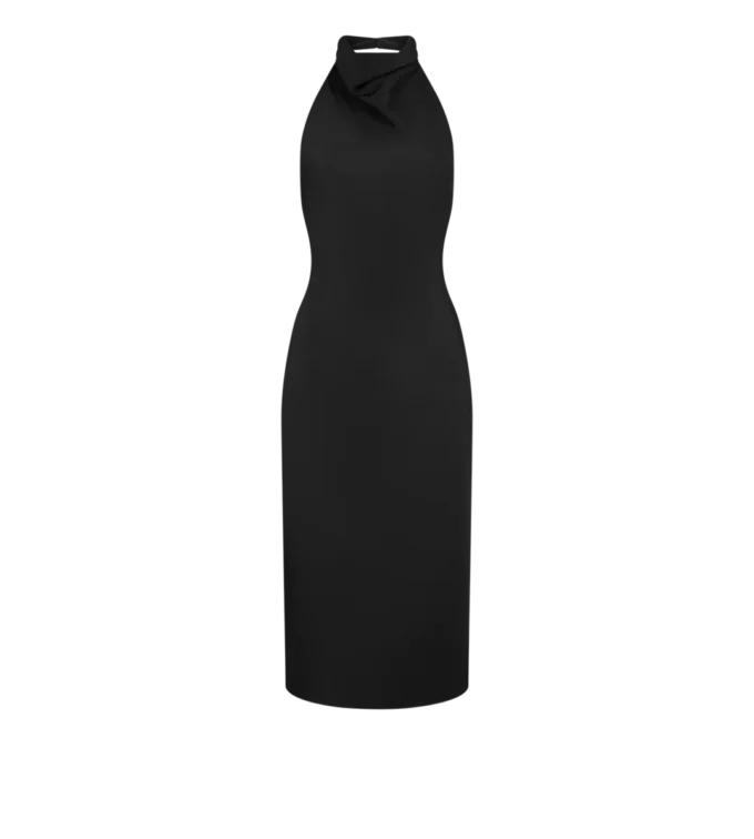 Seiden-Cocktailkleid mit Neckholder und offenem Rücken Seiden-Cocktailkleid mit Neckholder und offenem Rücken