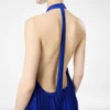Seiden-Halterneck-Abendkleid mit Sunray-Plissee
