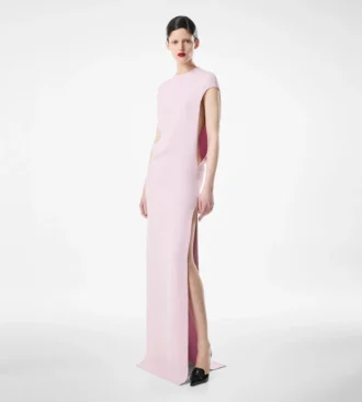 Seiden-Stretch-Abendkleid aus doppeltem Georgette