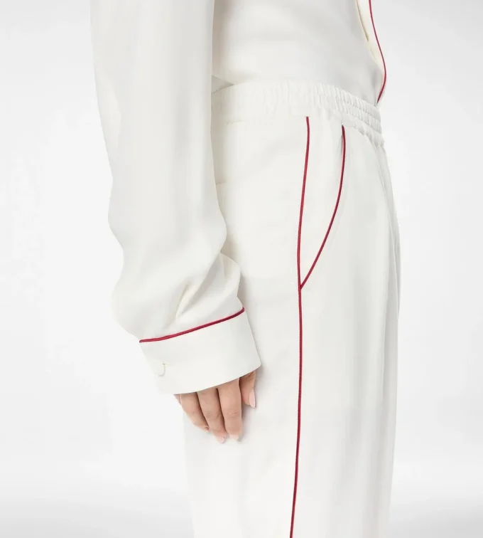 Seiden-Twill-Pyjama-Hose mit Paspelierung Seiden-Twill-Pyjama-Hose mit Paspelierung