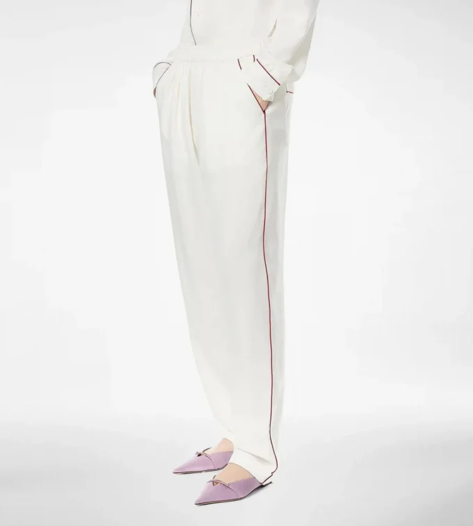 Seiden-Twill-Pyjama-Hose mit Paspelierung Seiden-Twill-Pyjama-Hose mit Paspelierung