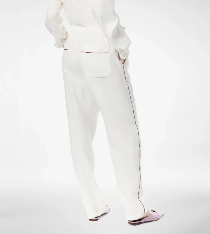 Seiden-Twill-Pyjama-Hose mit Paspelierung Seiden-Twill-Pyjama-Hose mit Paspelierung