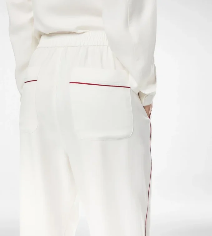 Seiden-Twill-Pyjama-Hose mit Paspelierung Seiden-Twill-Pyjama-Hose mit Paspelierung