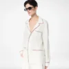 Seiden-Twill-Pyjamahemd mit Paspelierung und tonalem TF-Sticklogo Seiden-Twill-Pyjamahemd mit Paspelierung und tonalem TF-Sticklogo
