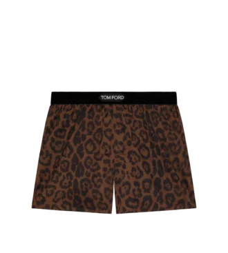 Seidenboxershorts mit Leopardenmuster
