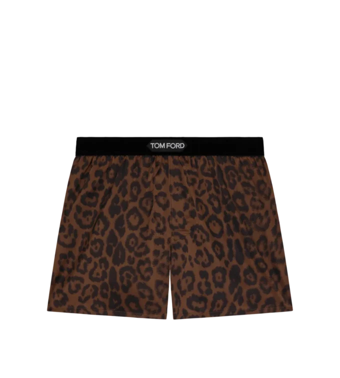 Seidenboxershorts mit Leopardenmuster Seidenboxershorts mit Leopardenmuster