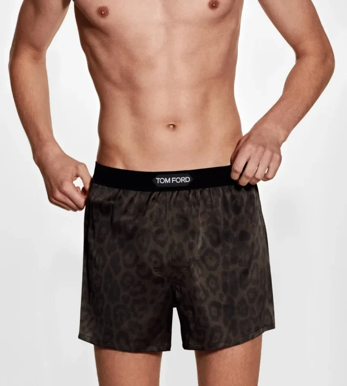 Seidenboxershorts mit Leopardenmuster Seidenboxershorts mit Leopardenmuster