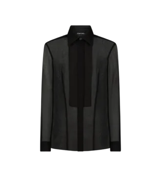Seidenchiffonhemd mit Plastron Seidenchiffonhemd mit Plastron