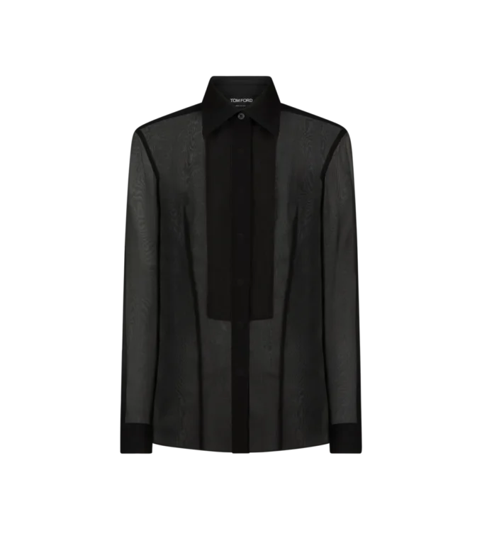 Seidenchiffonhemd mit Plastron